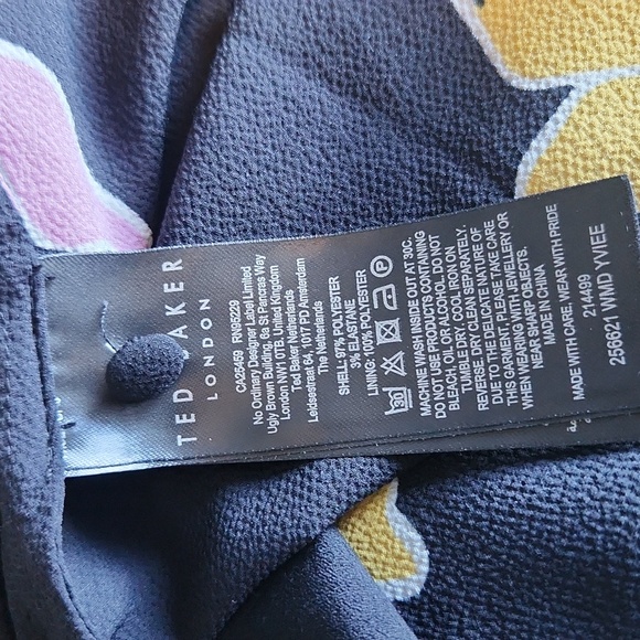 Ted Baker London Yviee Chuck Ruffle Long Sleeve Floral Midi Dress in Black - Picture 14 of 14